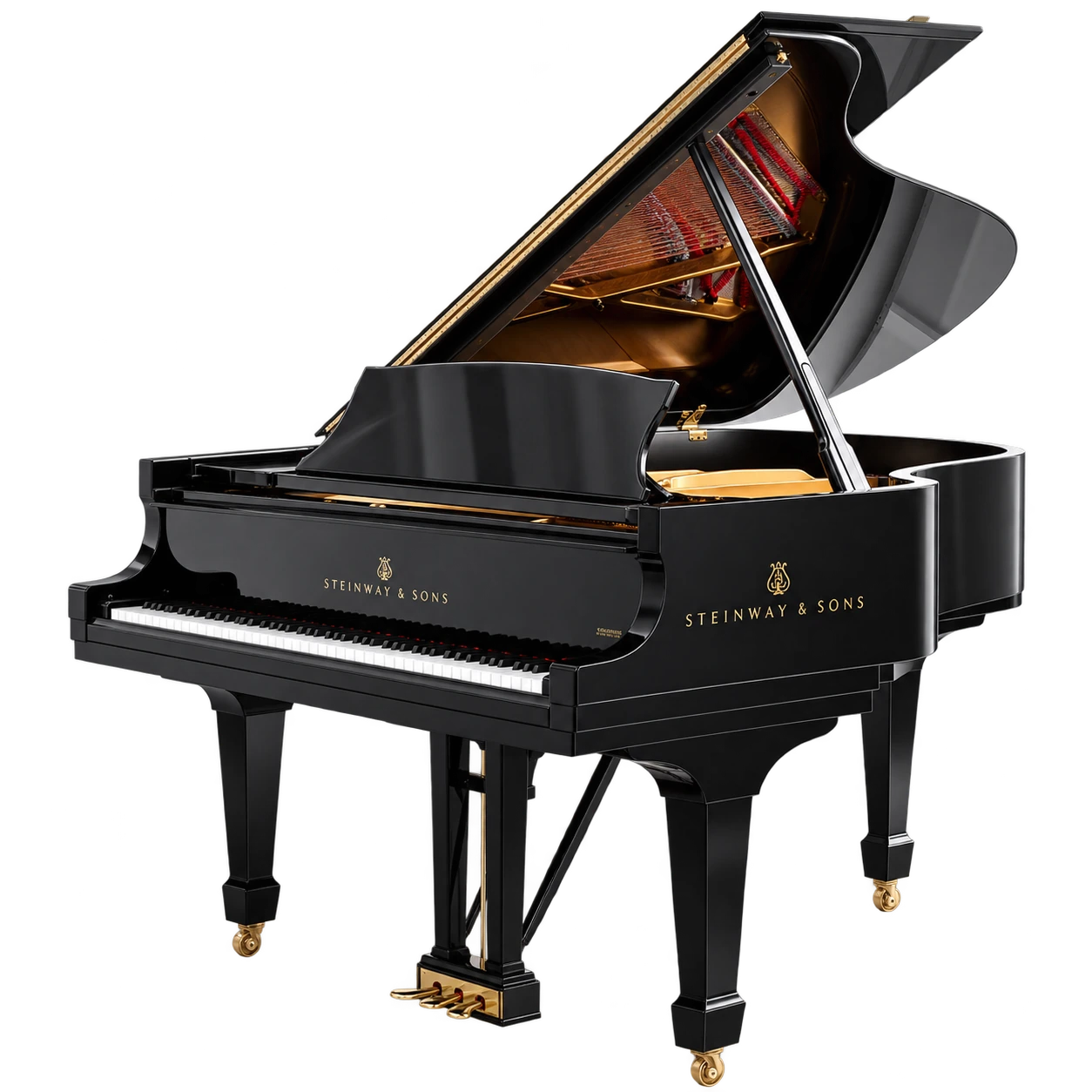 Black Steinway Model B grand piano — background-removed reference photo